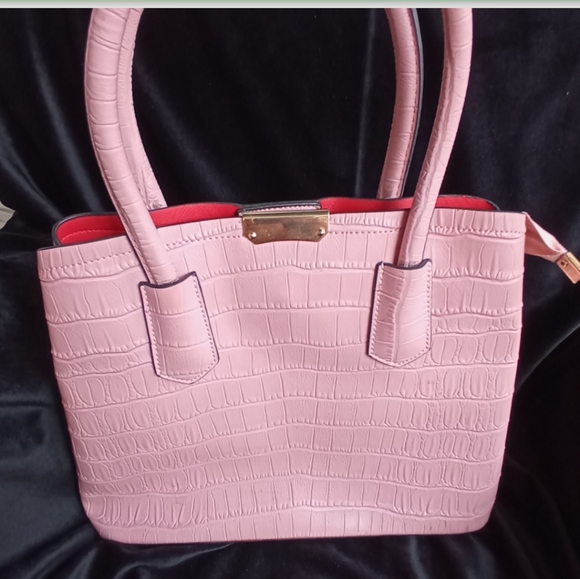 Baby Pink Crock Satchel Handbag As New - Picture 10 of 16